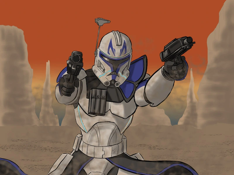 Ilustración personalizada de soldado clon y mandaloriano - Star Wars