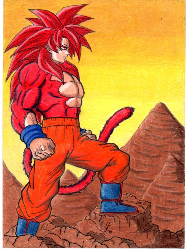 Son Goku SSJ4 Anime Traditional Art Commission anime - by Gab_Esc_Art