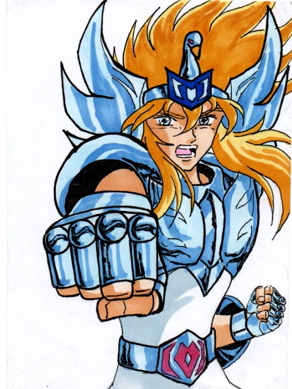 Anime Portrait of Cygnus Hyoga - Saint Seiya - Gab_Esc_Art
