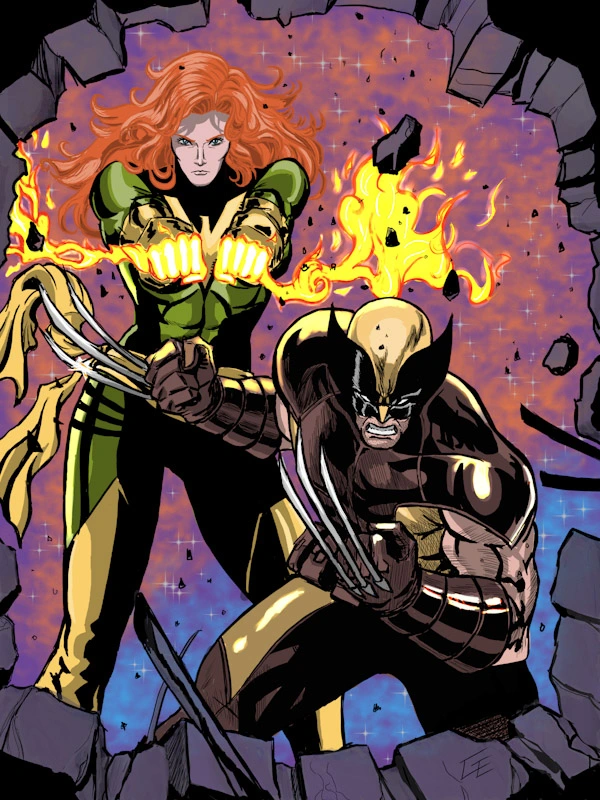 Fanart de Wolverine y Jean Grey - Marvel Cómics Fanart