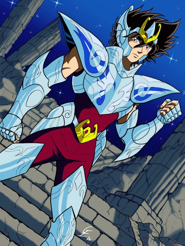 anime drawing commission of Pegasus Seiya - Saint Seiya