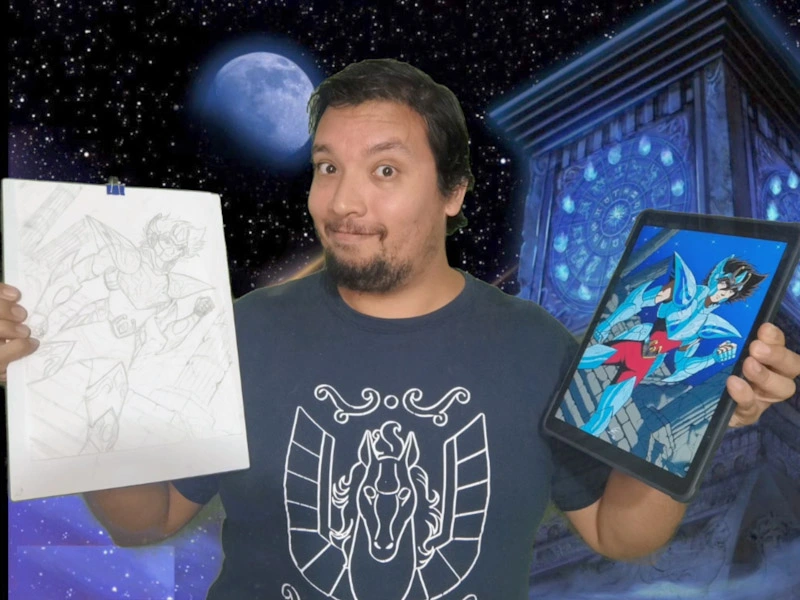 anime drawing commission of Pegasus Seiya - Saint Seiya - by gab_esc_art