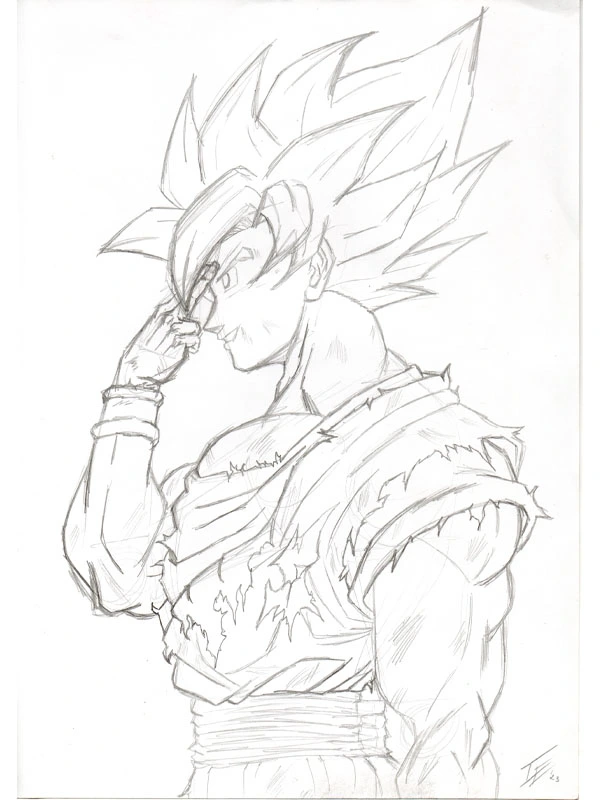 boceto a lapiz - dragon ball commission of goku ssj - gab_esc_art