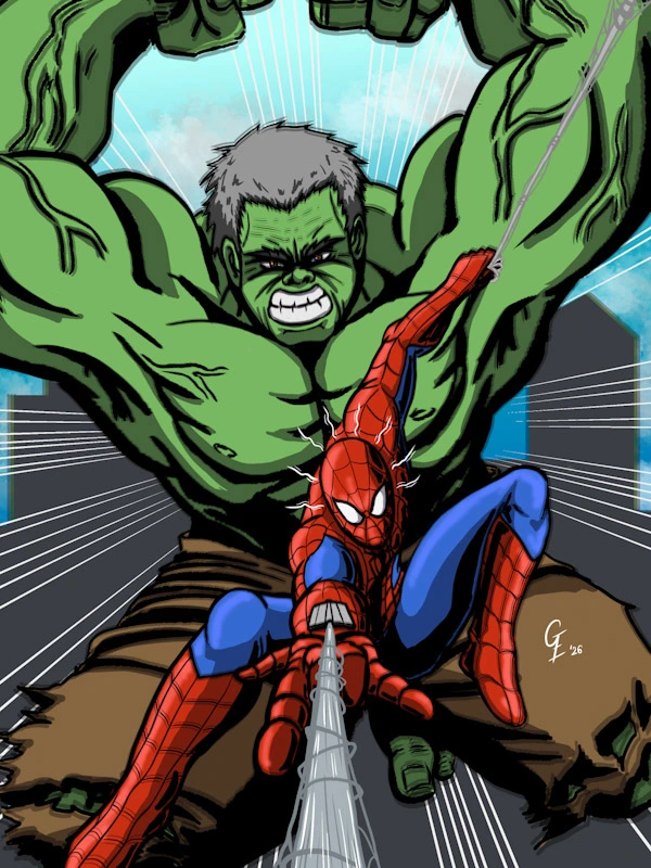 Ilustracion de Spiderman New brand day - Spidey vs Hulk